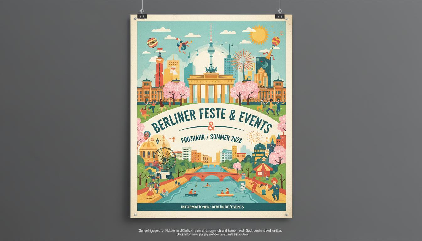 Plakat für Berlins Feste und Veranstaltungen für Frühjahr / Sommer 2026. Benötige ich Genehmigungen für Plakate im öffentlichen Raum?