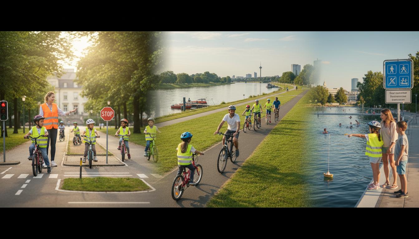 DINGE MIT KINDERN IN DÜSSELDORF ZU TUN. Sicherheit im Straßenverkehr und am Wasser