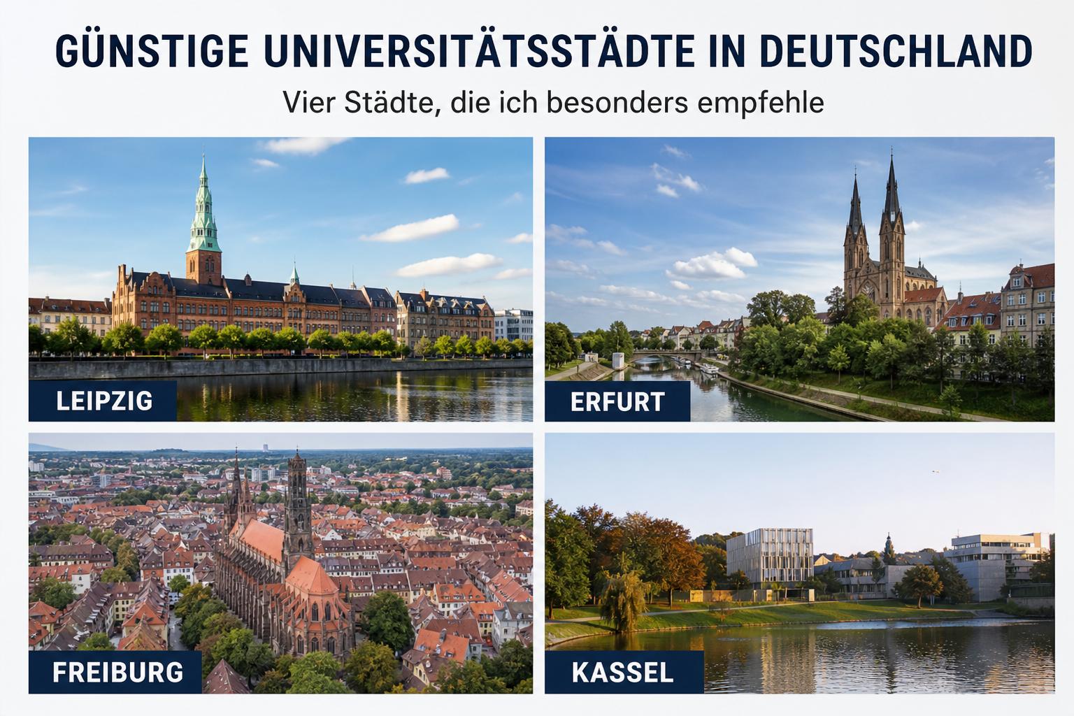 Günstige Universitätsstädte in Deutschland für Studierende. Vier Städte, die ich besonders empfehle