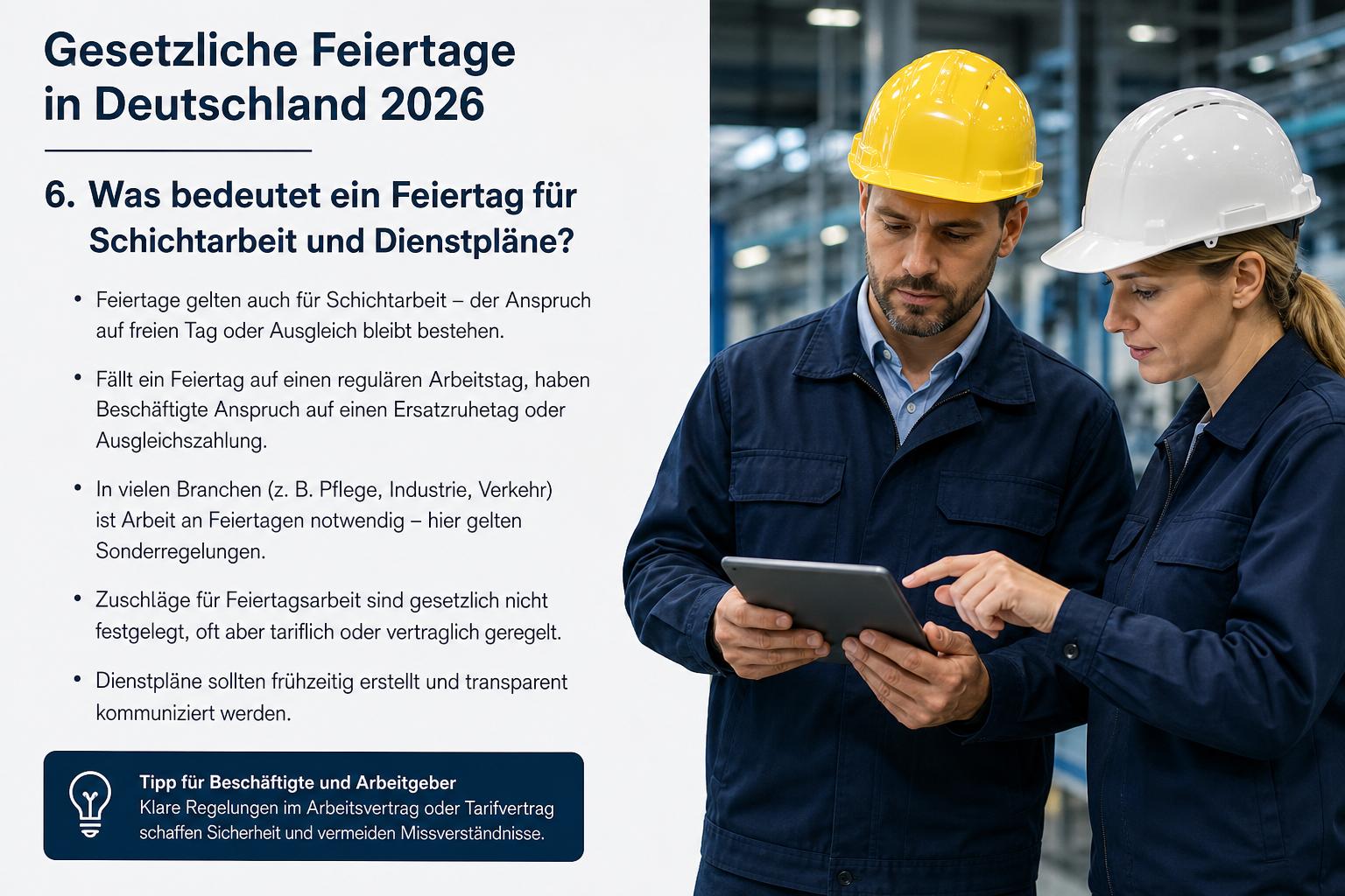 Gesetzliche Feiertage in Deutschland 2026. 6. Was bedeutet ein Feiertag für Schichtarbeit und Dienstpläne?