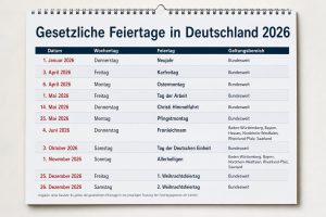 Feiertage 2026: Termine und regionale Besonderheiten