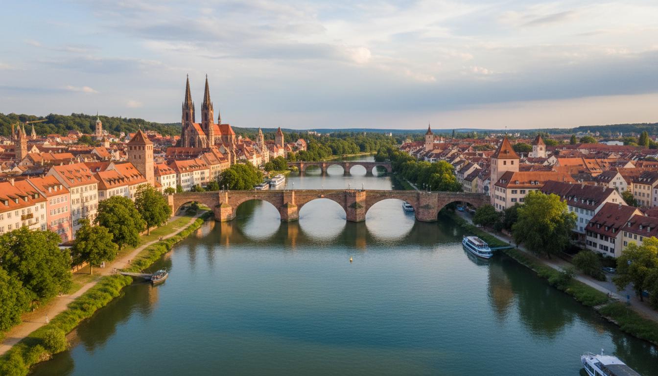 Schönste Städte am Wasser in Deutschland. Regensburg — Donau und mittelalterliche Architektur