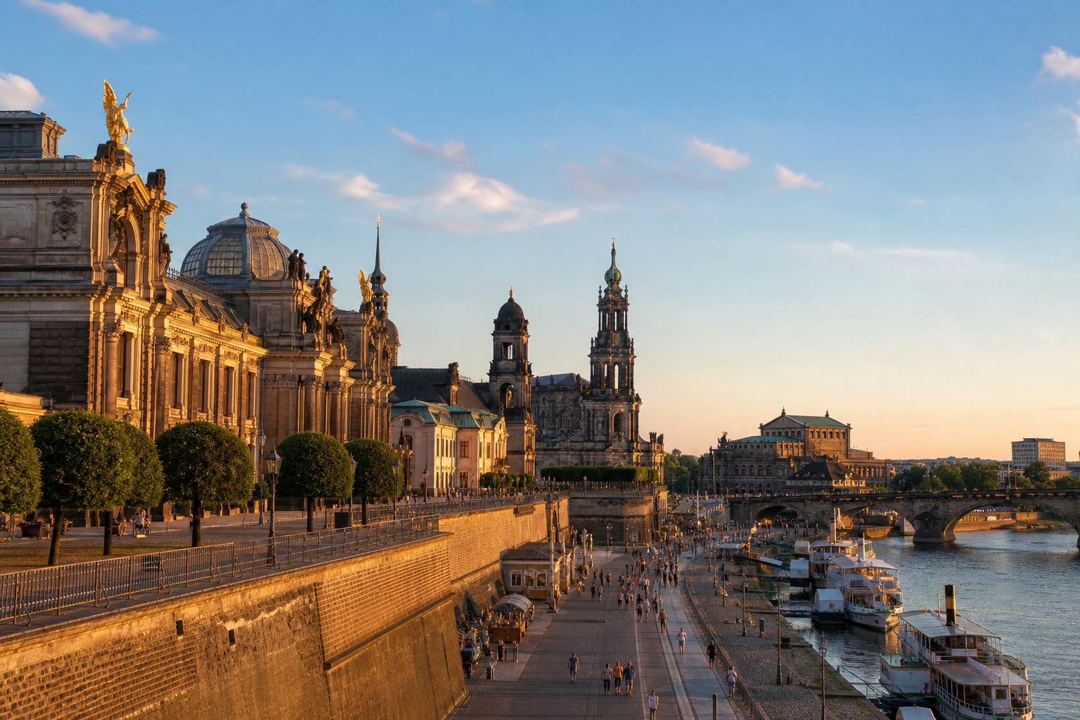 Tage in Dresden: Altstadt, Elbe und Museen. Spaziergang am Elbufer und Brühlsche Terrasse