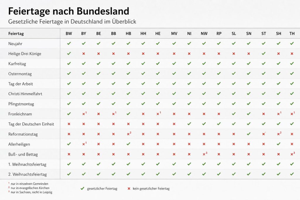 Feiertage regional: welche Tage in welchem Bundesland wirklich frei sind