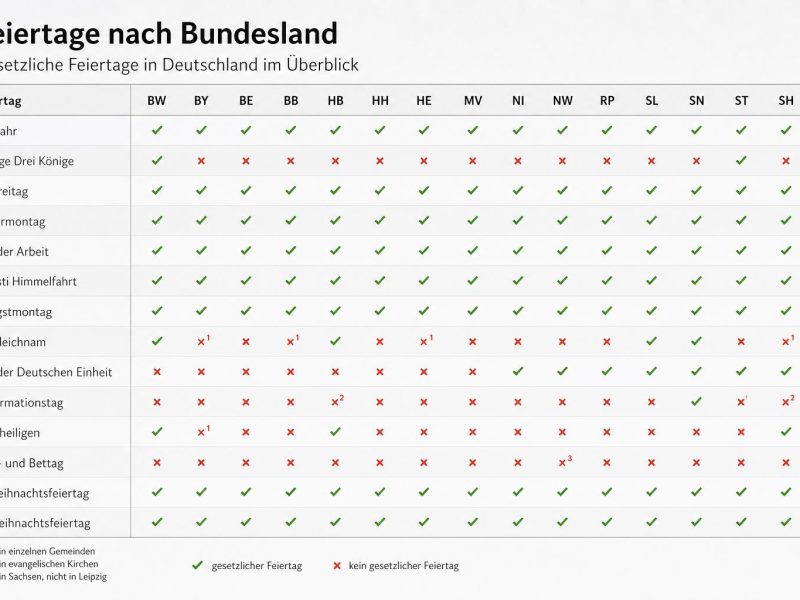 Feiertage regional: welche Tage in welchem Bundesland wirklich frei sind