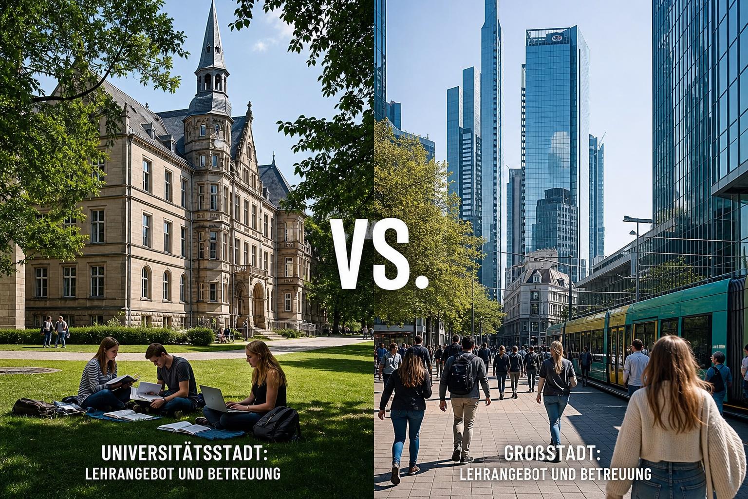 Universitätsstadt oder Großstadt: Wo lebt und studiert es sich besser?. Studieren: Lehrangebot und Betreuung