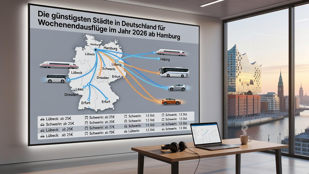 Die günstigsten Städte in Deutschland für Wochenendausflüge im Jahr 2026 ab Hamburg. Anreise ab Hamburg: Bahn, Bus oder Auto?