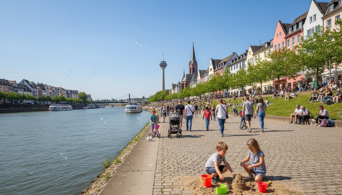 Düsseldorf mit Kindern. Das Rheinufer und die Altstadt: Lebendiger Treffpunkt für alle