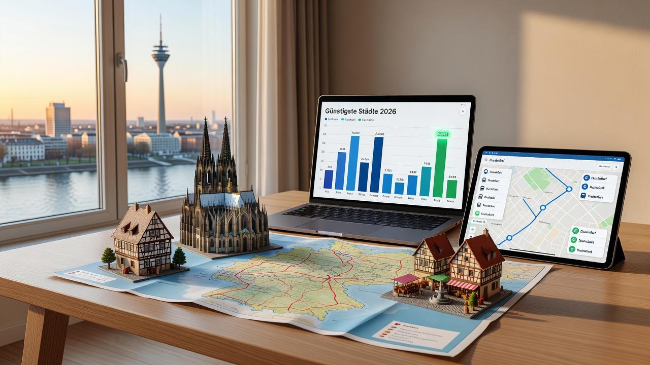 Die günstigsten Städte in Deutschland für Wochenendausflüge im Jahr 2026 ab Düsseldorf. Welche Stadt ist ab Düsseldorf am günstigsten für einen Wochenendtrip?