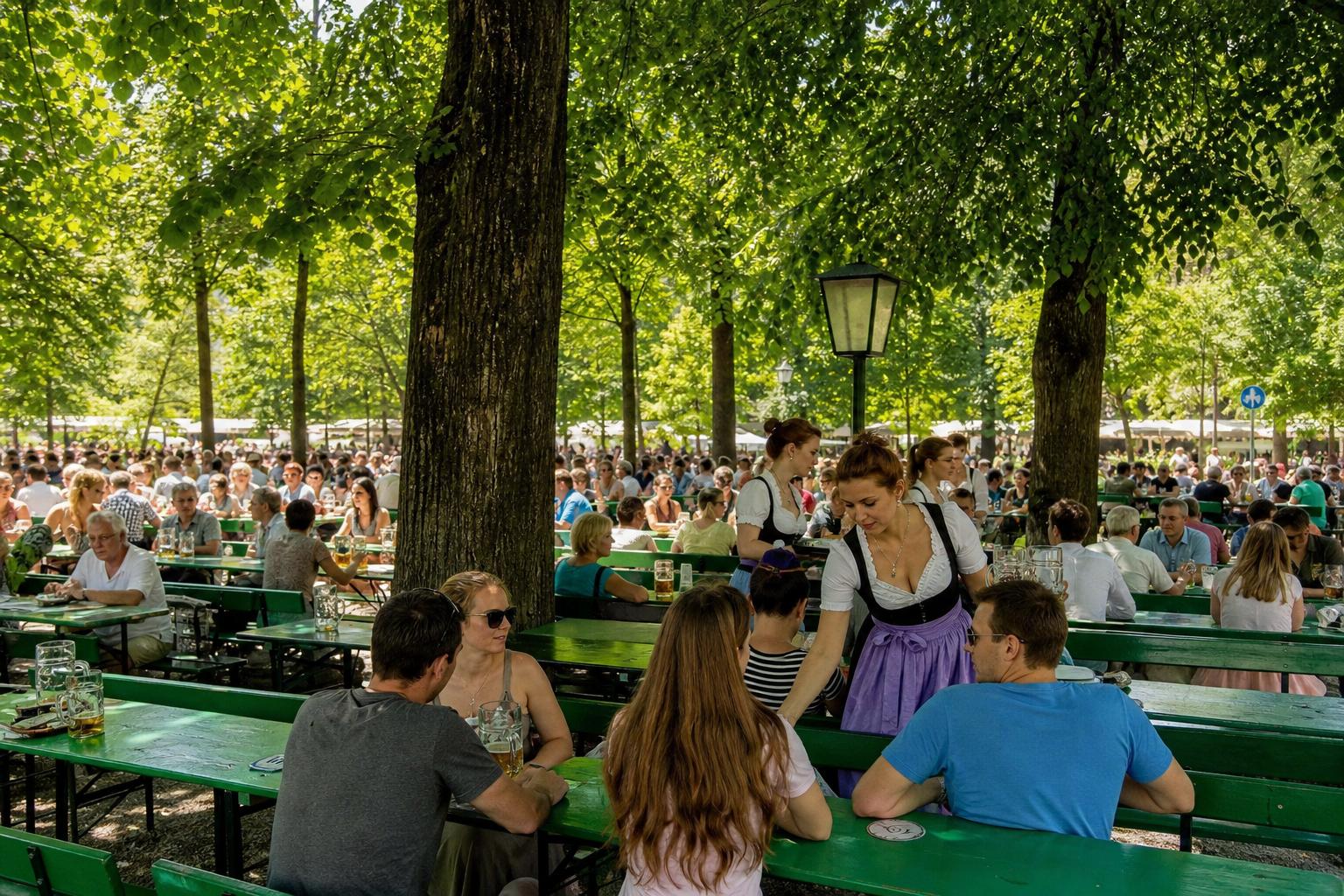 Die besten Biergärten in München. Englischer Garten Biergarten: grün, weitläufig und mitten im Puls der Stadt