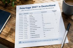 Feiertage 2027 in Deutschland: Alle Termine und Brückentage nach Bundesland